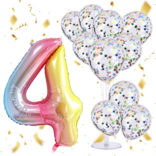 誕生日 バルーン 数字 4 バースデーバルーン セット (No.4)