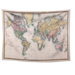 タペストリー 地図 おしゃれ プレゼント インテリア 装飾 壁飾り 厚手 75×100 (ヴィンテージ世界地図 Sサイズ)